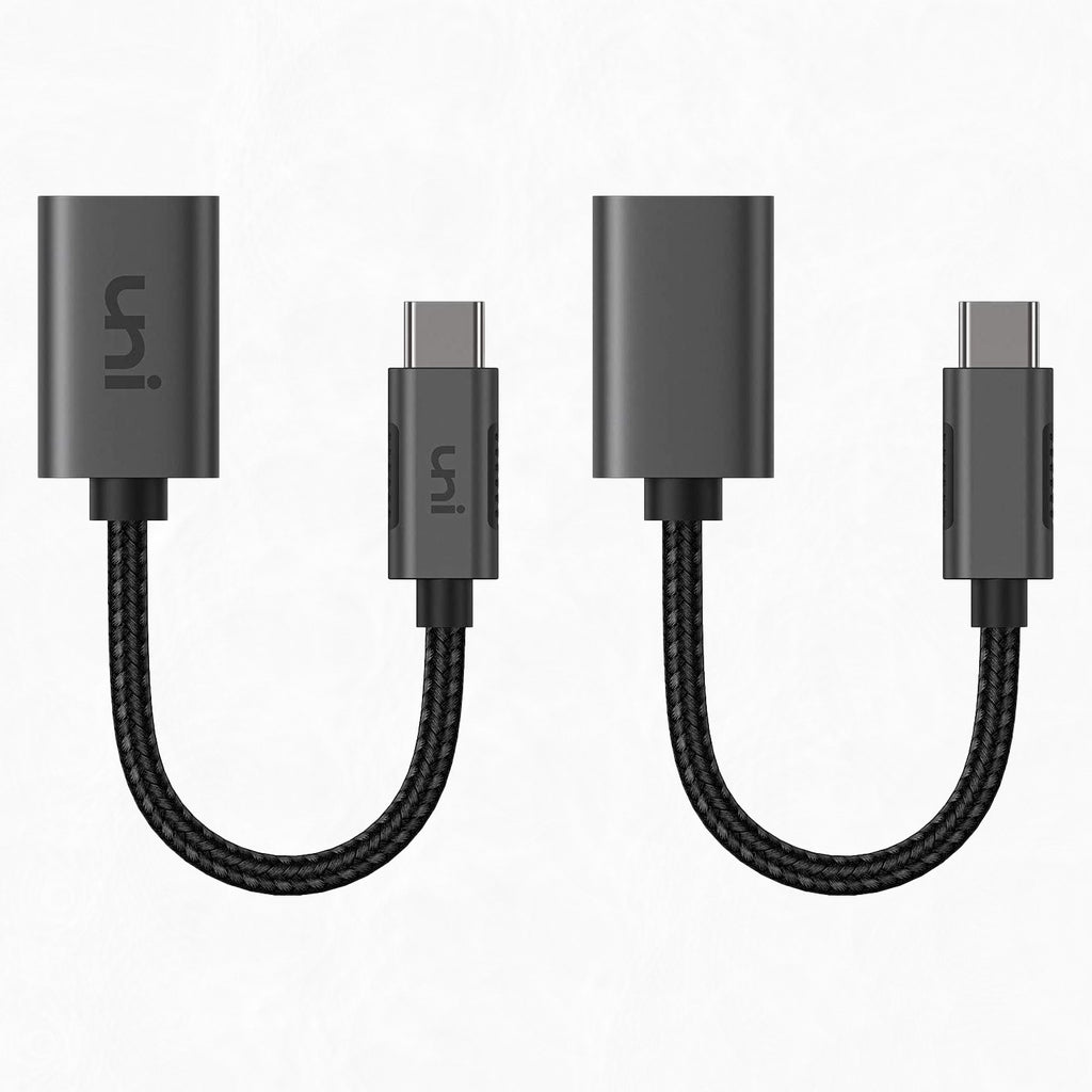 Uni USB-C to USB Adapter Nylon Braided- 2 Pack